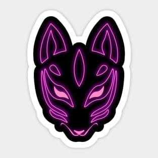 Kitsune Neon Minimalist Sticker